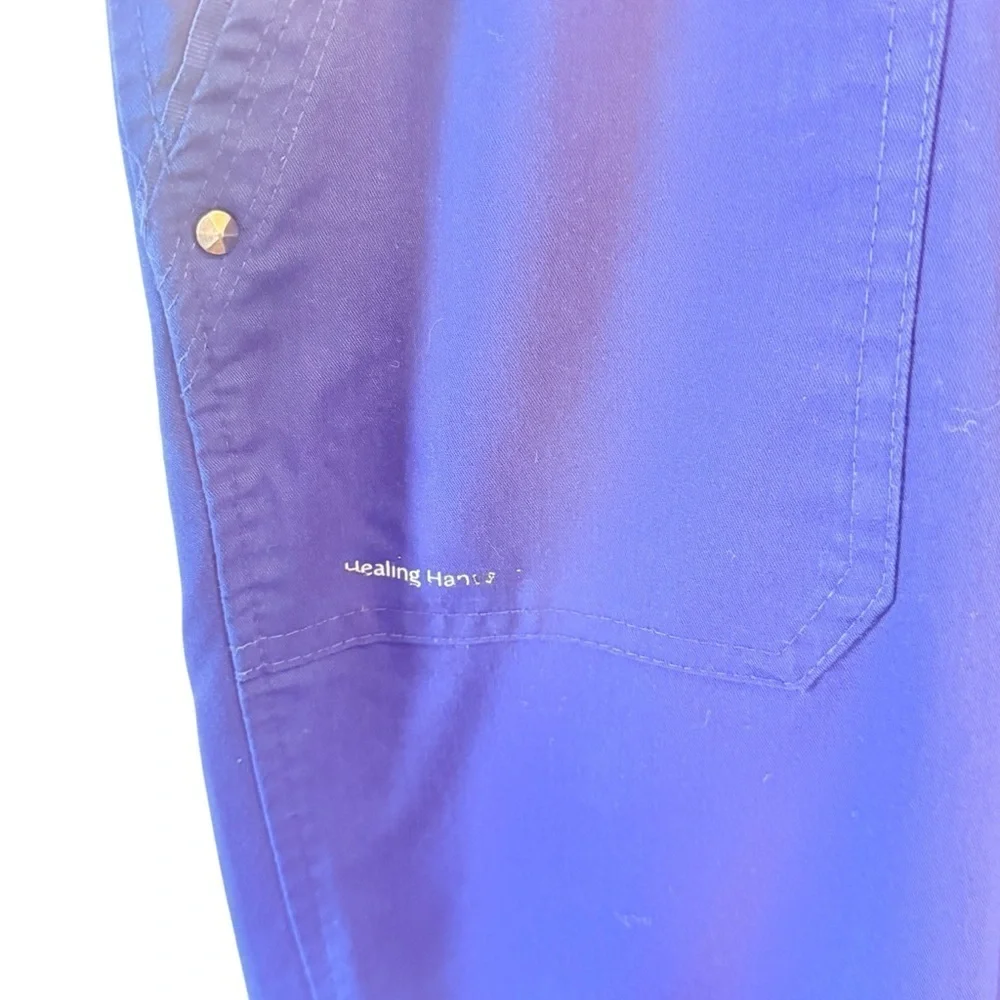 Healing Hands Tori Scrub Pants Womens Medium Blue Good Yoga Purple Label
